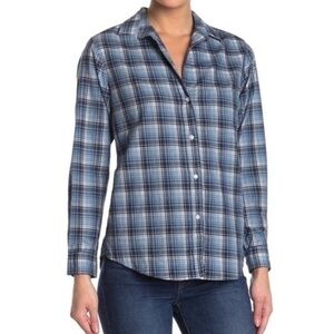 NWT Grayson The Hero Button-Down Shirt Blue Plaid Cotton Helen